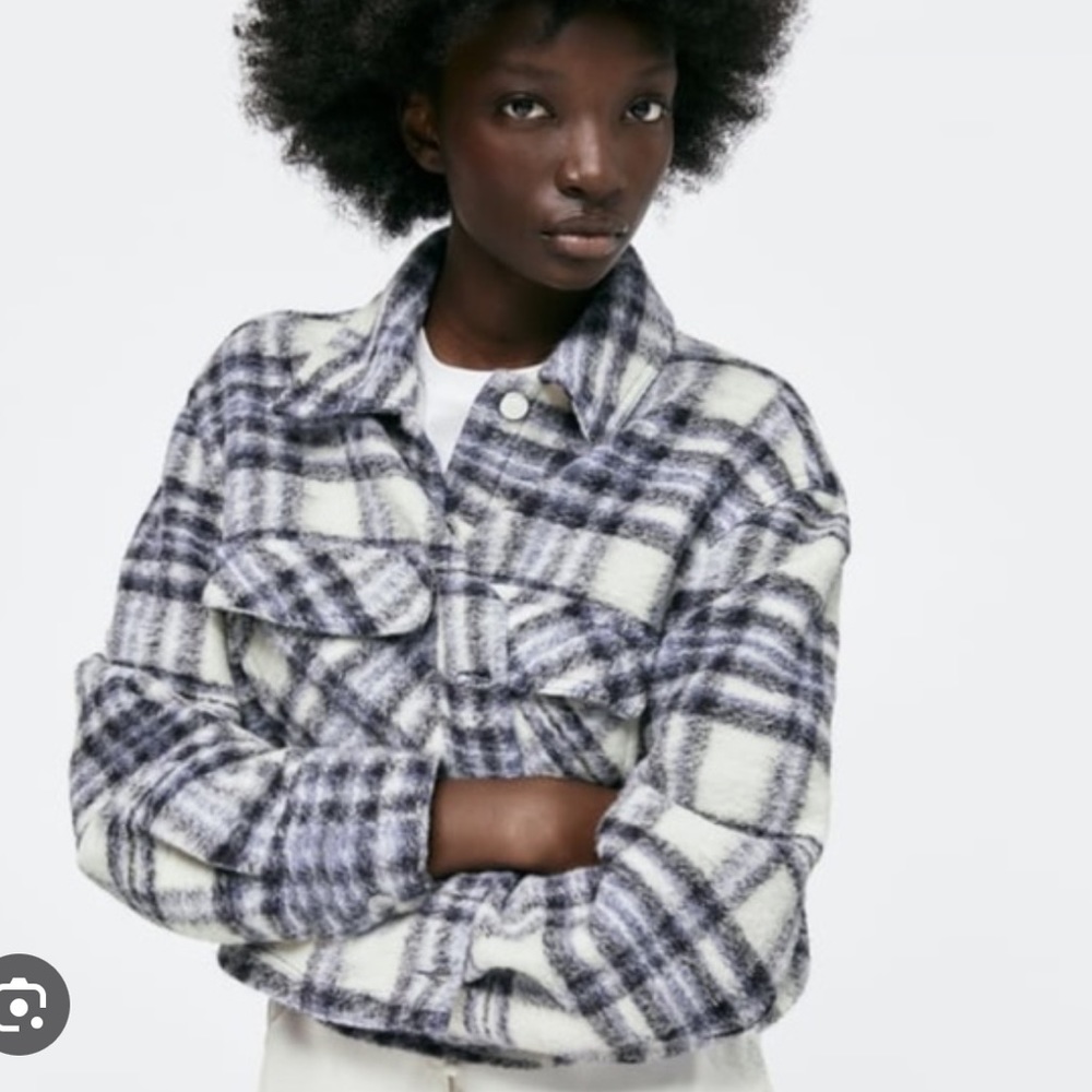 Zara Cropped Plaid Jacket